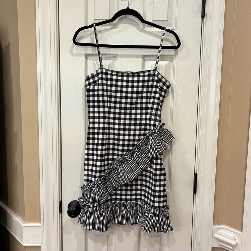 NWT Lovers and Friends Gingham Dress Black White Gabby Dress Size Medium